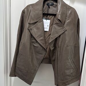 ABLE Women's Olive-Brown Leather Jacket
